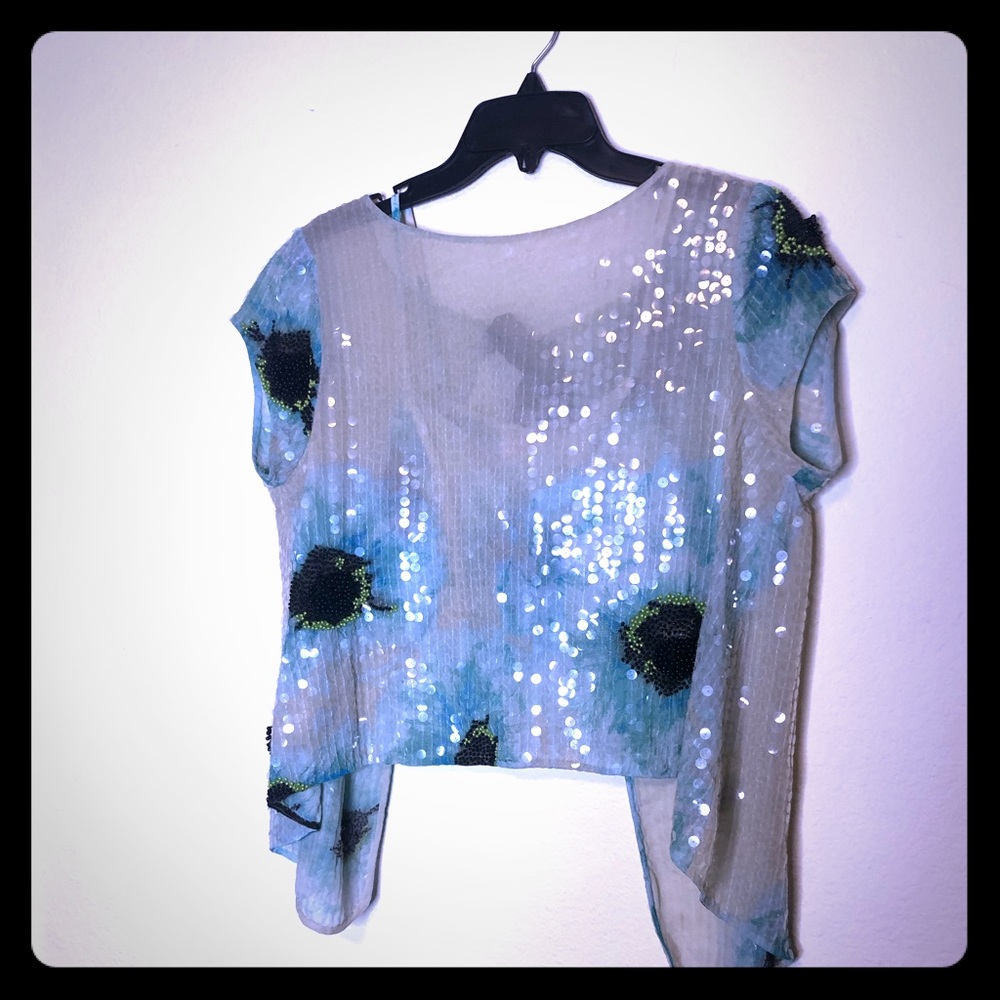 Tracy Reese sequin open back blouse